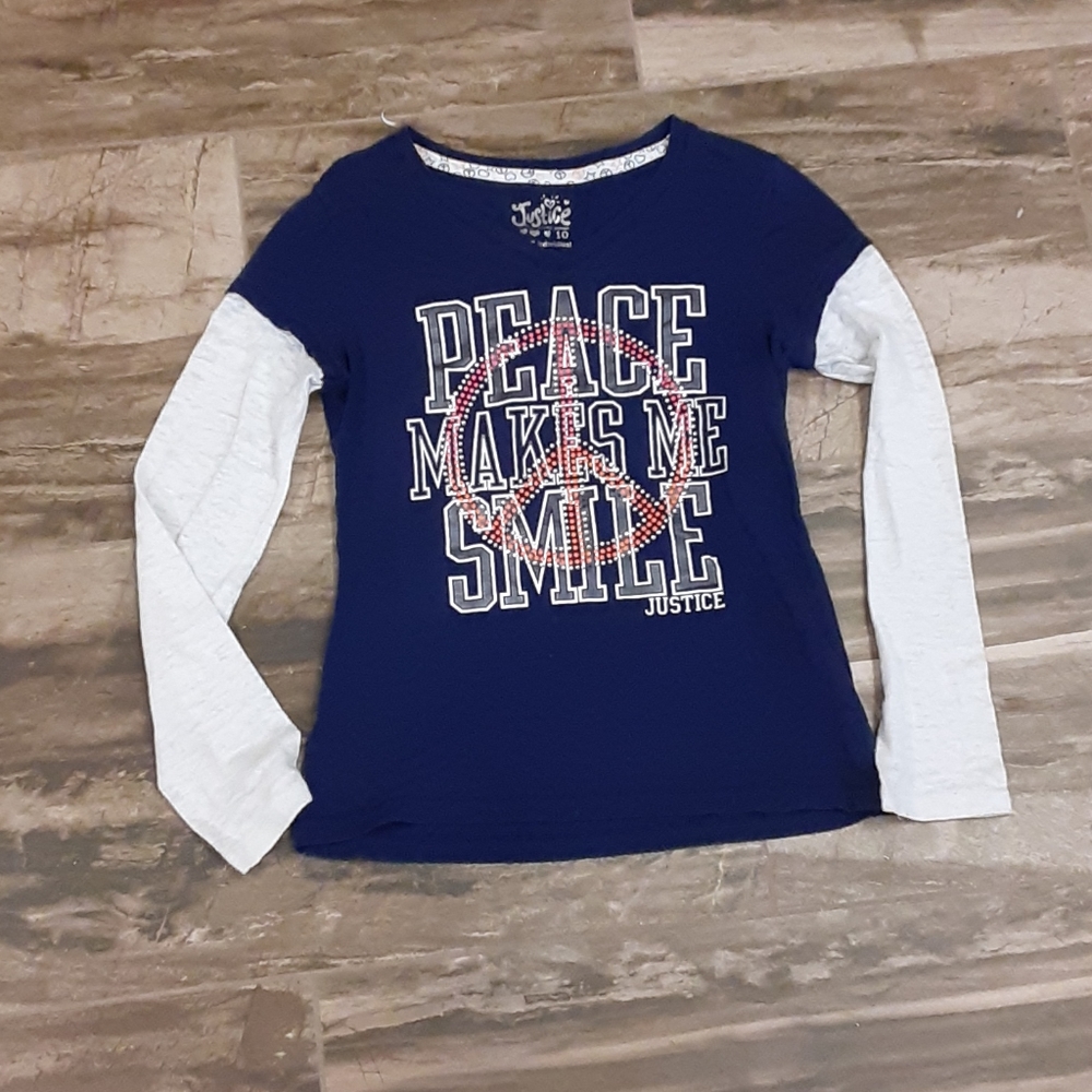Justice size 10 long sleeve v-neck top